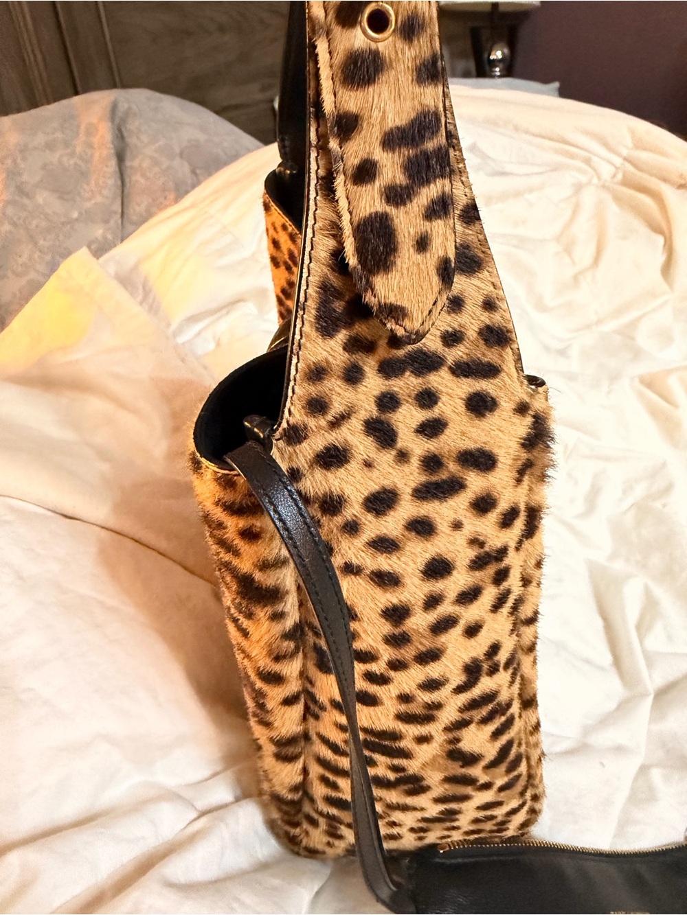 Saint Laurent Leopard-Print Shoulder Bag in Brown and Black - Picture 9 of 16